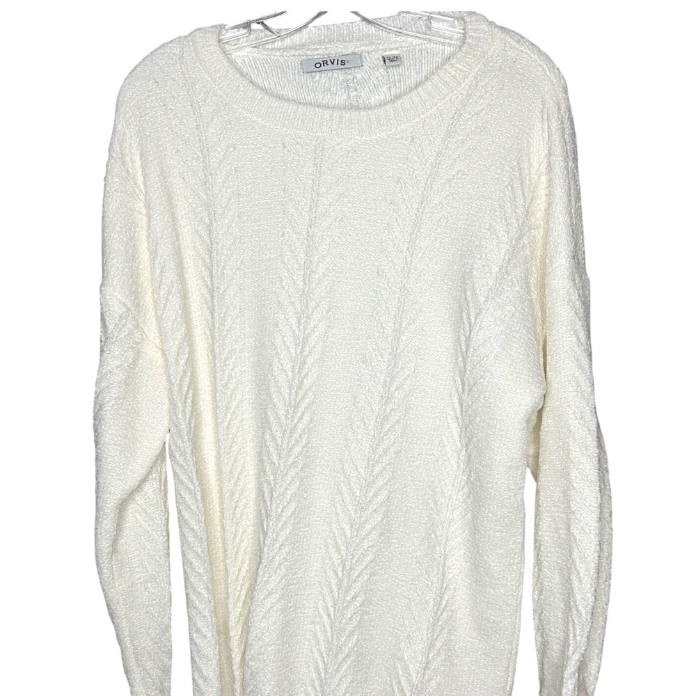 Orvis Sweater- XL- cable knit, super soft, polyester chenille,‎ very stretchy